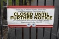 Miami Dade Park Closure Notice Due to Corona Virus Royalty Free Stock Photo