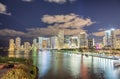 Miami at night. Amazing view of Downtown buildings from Port Boulevard Royalty Free Stock Photo