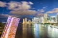 Miami at night. Amazing view of Downtown buildings from Port Boulevard Royalty Free Stock Photo