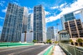 Miami river bridge and skyline view, Florida Royalty Free Stock Photo