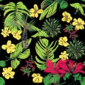 Miami 80s tropical floral seamless pattern Royalty Free Stock Photo