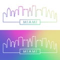 Miami skyline. Colorful linear style.