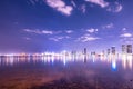 Miami skyline night long exposure in Miami Beach Royalty Free Stock Photo