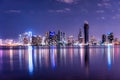 Miami skyline night long exposure in Miami Beach Royalty Free Stock Photo
