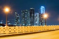 Miami Skyline Panorama after sunset. Miami night. Royalty Free Stock Photo