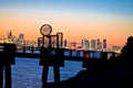 Miami skyline sunset frm South Pointe Park Pier