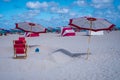 Miami south beach, colorful beach with lifeguard hut during sunrise at Miami Florida Royalty Free Stock Photo