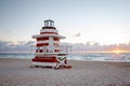 Miami south beach, colorful beach with lifeguard hut during sunrise at Miami Florida Royalty Free Stock Photo