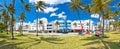 Miami South Beach Ocean Drive colorful Art Deco street architecture panoramic view Royalty Free Stock Photo