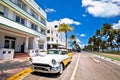 Miami South Beach Ocean Drive colorful Art Deco street architecture view Royalty Free Stock Photo