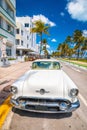 Miami South Beach Ocean Drive colorful Art Deco street architecture view Royalty Free Stock Photo