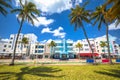 Miami South Beach Ocean Drive colorful Art Deco street architecture view Royalty Free Stock Photo