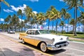 Miami South Beach Ocean Drive palms and beachfront colorful view Royalty Free Stock Photo