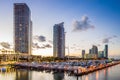 Miami south beach street view with water reflections and the mar Royalty Free Stock Photo