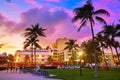 Miami South Beach sunset Ocean Drive Florida Royalty Free Stock Photo