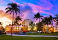 Miami South Beach sunset Ocean Drive Florida Royalty Free Stock Photo