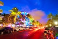 Miami South Beach sunset Ocean Drive Florida Royalty Free Stock Photo