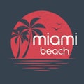 Miami sunset. T-shirt and apparel vector design, print, typograp Royalty Free Stock Photo