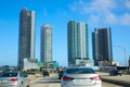 Miami traffic driving to Miami beach Florida Royalty Free Stock Photo