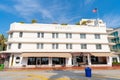 Miami, USA - April 18, 2021: Art Deco Bentley hotel building modernist architecture in Ocean Drive Royalty Free Stock Photo