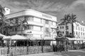 Miami, USA - April 18, 2021: Barbizon Art Deco hotel building modernist architecture in Ocean Drive