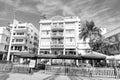 Miami, USA - April 18, 2021: The Fritz Art Deco hotel building modernist architecture in Ocean Drive