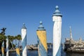 Vizcaya, Floridas grandest residence under blue sky with rebuild venice pylons
