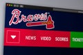 Baseball team Atlanta Braves website homepage. Close up of team logo. Royalty Free Stock Photo