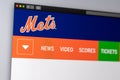 Baseball team New York Mets website homepage. Close up of team logo Royalty Free Stock Photo
