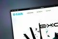 D-Link company website homepage. Close up of DLink logo