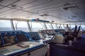 MIAMI, USA - DECEMBER 15, 2016: Captain in command deck of Celebrity Reflection cruise ship sailing in Caribbean sea Royalty Free Stock Photo