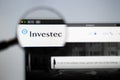 Investec company website homepage. Close up of Investec logo