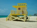 MIAMI, USA - JULY 18, 2015:View of lifeguard post on Miami beach, Florida Royalty Free Stock Photo