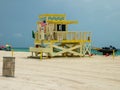 MIAMI, USA - JULY 18, 2015:View of lifeguard post on Miami beach, Florida Royalty Free Stock Photo