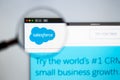 SalesForce company website homepage. Close up of Sales Force logo