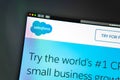 SalesForce company website homepage. Close up of Sales Force logo