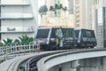 MIAMI, USA - September 10, 2019: Metro mover train on the station in Downtown Miami. Metro mover is a free automatic