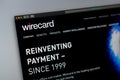 Wirecard company website homepage. Close up of Wirecard logo.