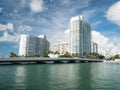 Miami Venetian Causeway Drawbridge and Skyline Royalty Free Stock Photo