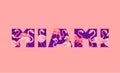 Miami violet lettering with pink flamingo for fashion shirt print