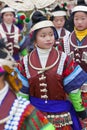 Miao girls dancing at festival nr Kaili, Guizhou Province,