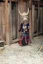 Miao woman wearing the traditional Miao attire in Langde Miao village, Guizhou province, China