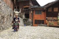 Miao woman wearing the traditional Miao attire in Langde Miao village, Guizhou province, China