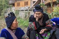 Miao women chatting in Langde Miao village, Guizhou province, China