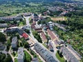 MIASTKO, POLAND - 05 AUGUST 2018 - Aerial view on Miastko city center panorama with block flats