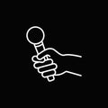 Mic in Hand vector outline icon on black background Royalty Free Stock Photo