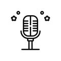 Black line icon for Mic, podcast and microphone