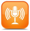 Mic icon special orange square button Royalty Free Stock Photo