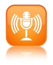 Mic icon special orange square button Royalty Free Stock Photo