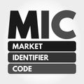 MIC - Market Identifier Code acronym concept